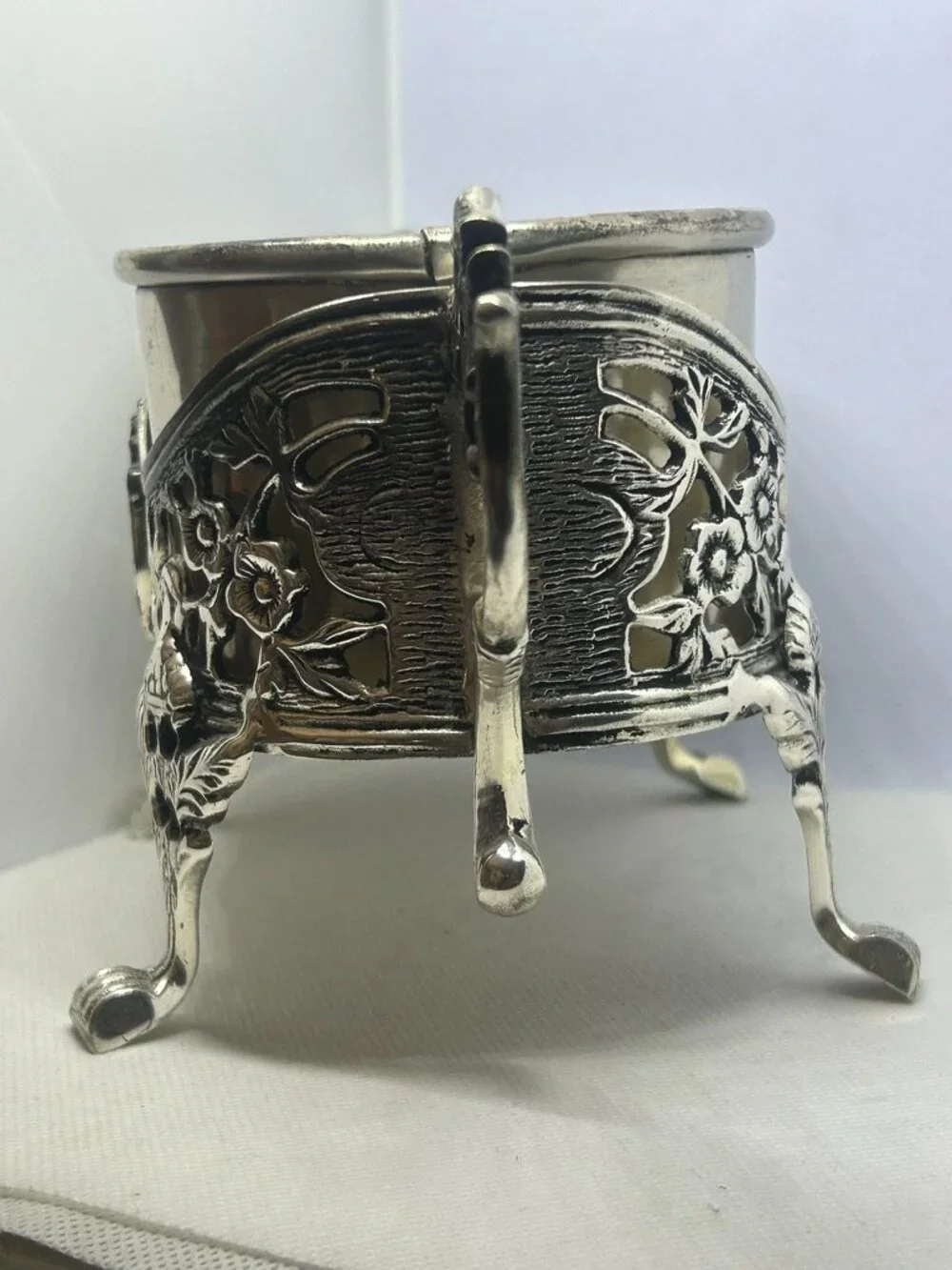 Antique! Silver-Plated Ornate Basket With Ornate Floral Rococo Design ~11
